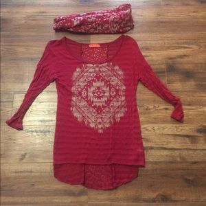 Shirt with matching infinity scarf